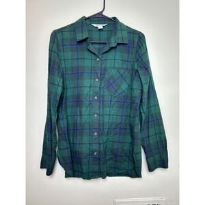 Old Navy The Classic Green Plaid Button Down Long Sleeve Shirt Medium